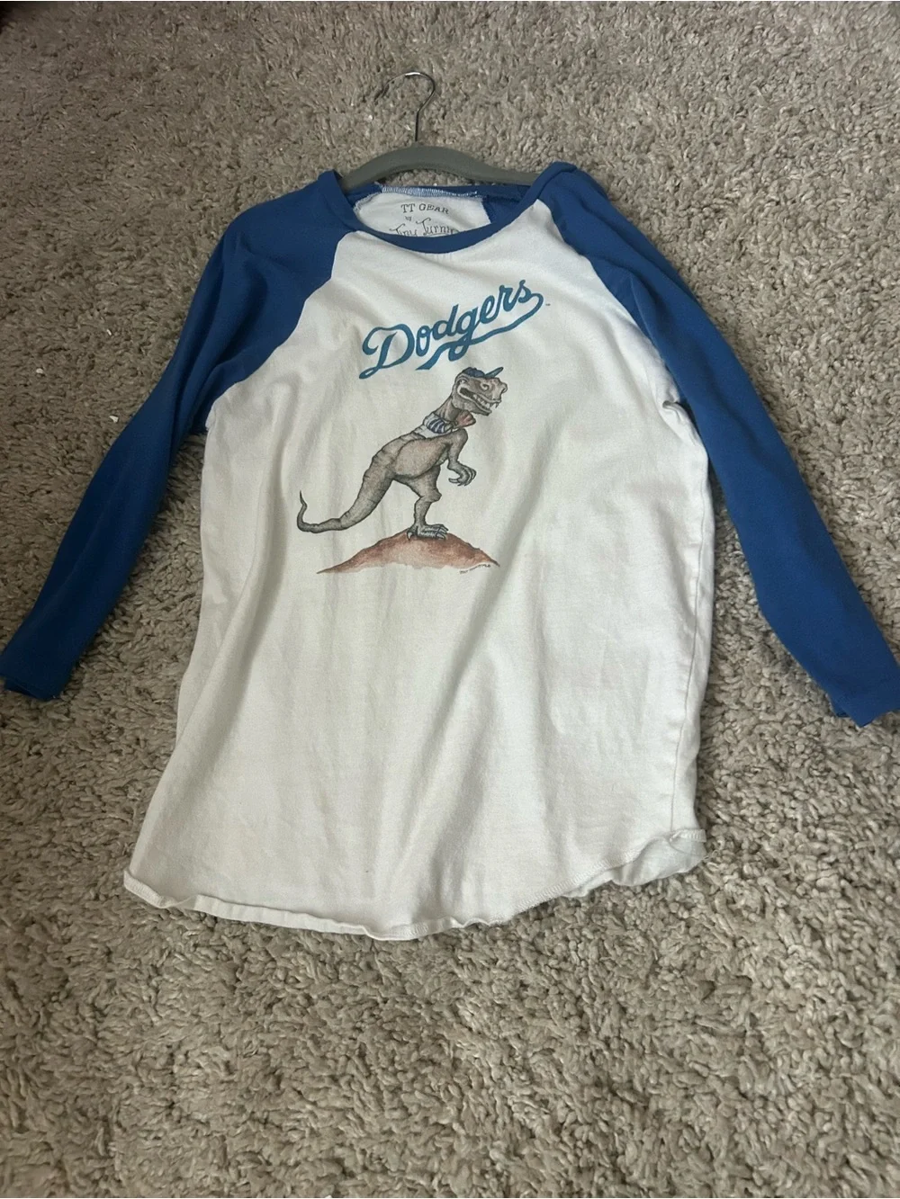 Kids Dodgers Baseball Tee - White & Blue